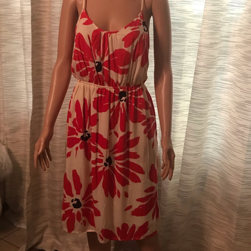 Cream and red flower dress